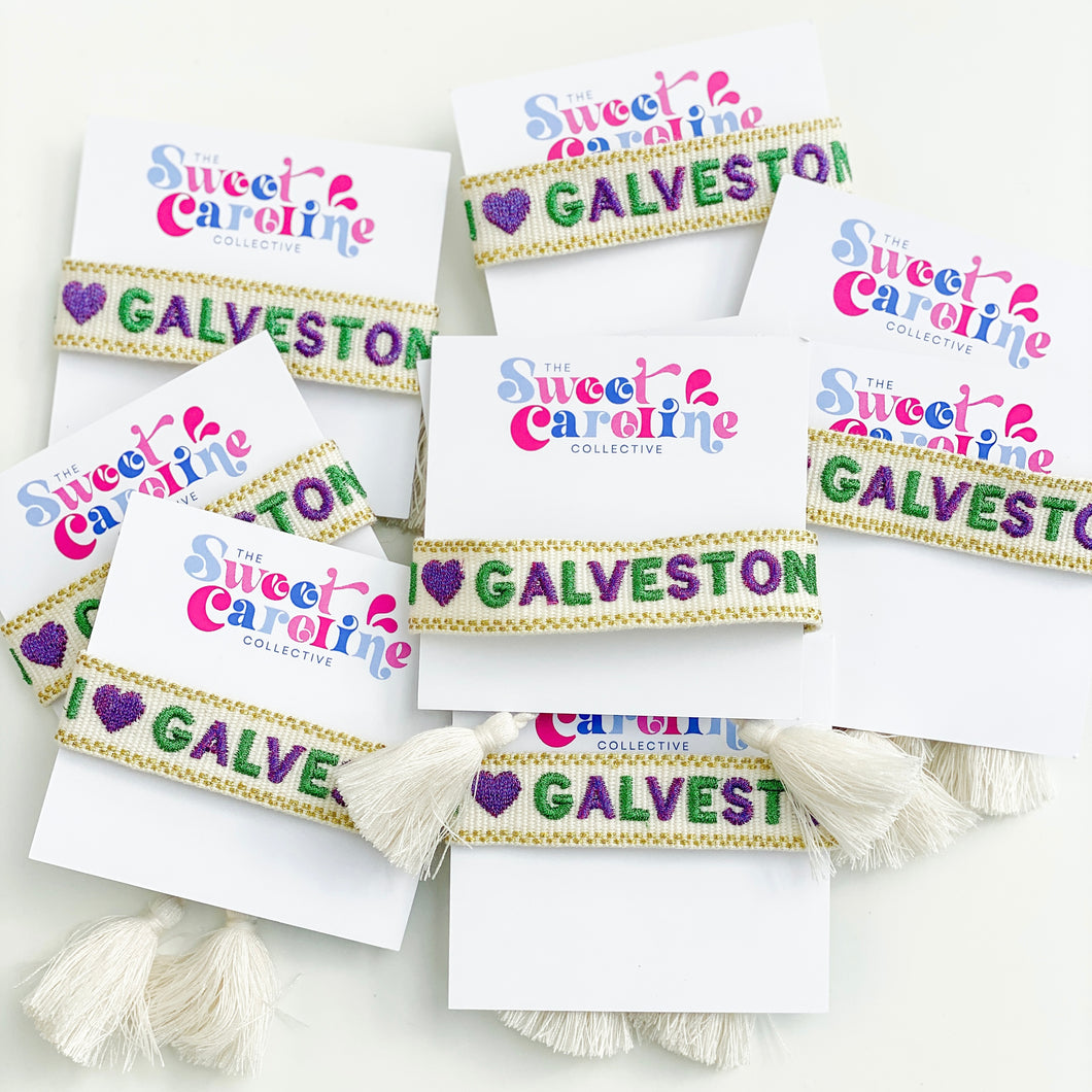 I Love Galveston Canva Tassel Bracelets By Sweet Caroline Collective