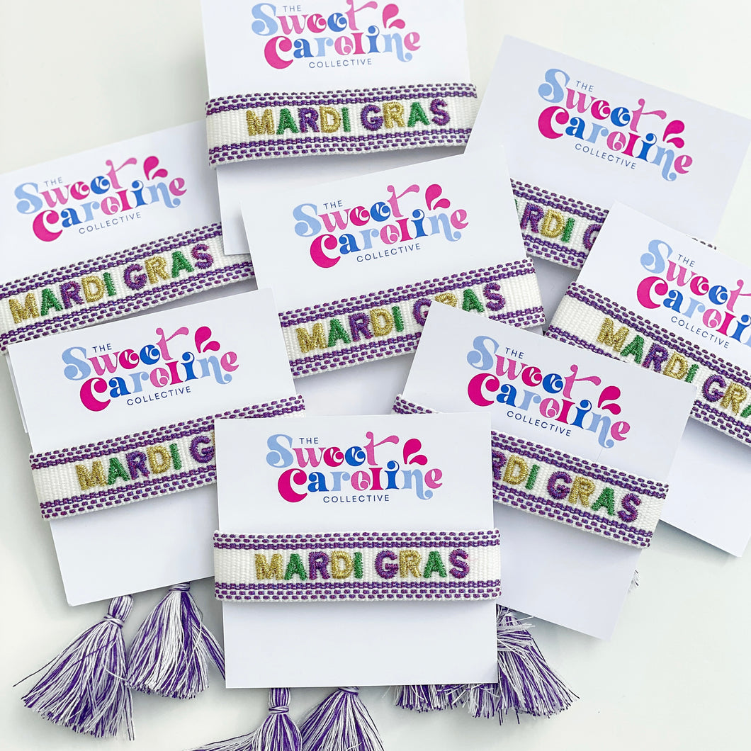 Mardi Gras Canva Tassel Bracelets By Sweet Caroline Collective