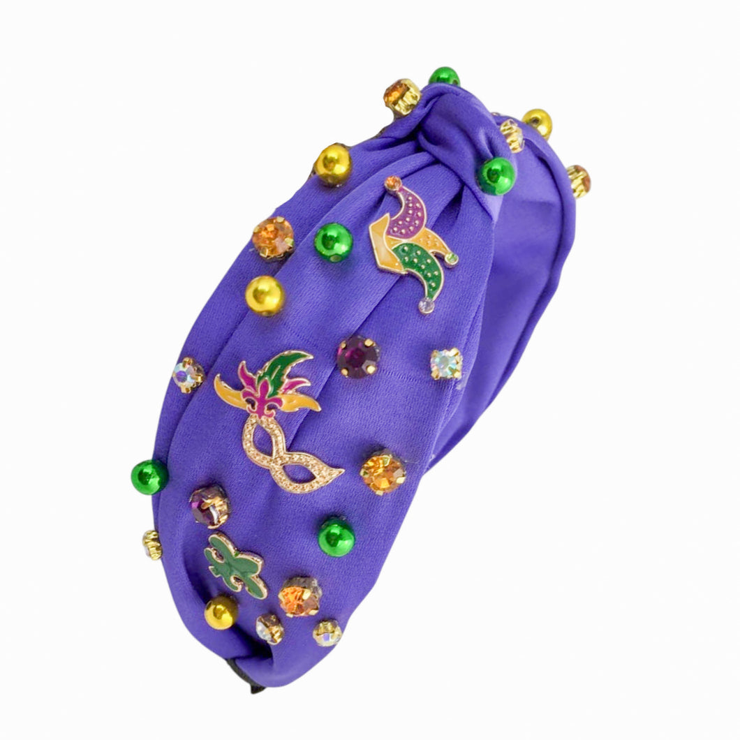 Mardi Gras Purple Headband With Charms