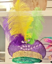 Load image into Gallery viewer, Mardi Gras Captain Hat with removable Feathers
