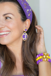 GameDay Football Beaded Headband | Football | Purple