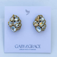 Charger l'image dans la galerie, Eva Crystal Cluster Earrings | Champagne
