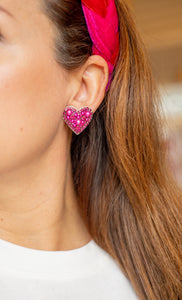 Sweetheart Stud Earrings | Fuchsia