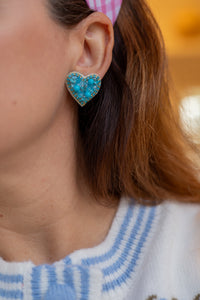 Sweetheart Stud Earrings | Blue