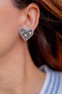 Sweetheart Stud Earrings | Silver