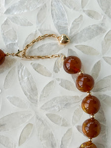 Caramel Resin Round Beads Short Necklace