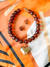 Load image into Gallery viewer, Amelia Resin Necklace with Gold Puff Heart Pendant •Gaby&#39;s Pick!
