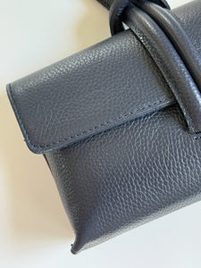 Wristlet Leather Handbag | Navy Blue