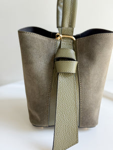 Milan Suede and Leather Handbag | Olive