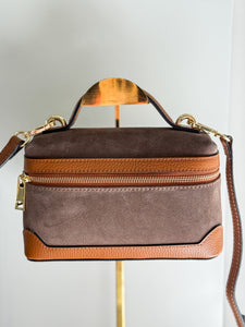 Perugia Suede and Leather Handbag | Coffee and Brown
