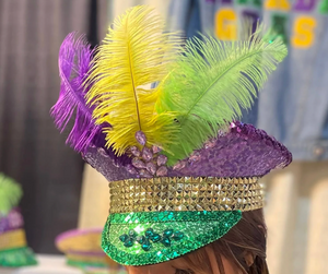 Mardi Gras Captain Hat with removable Feathers