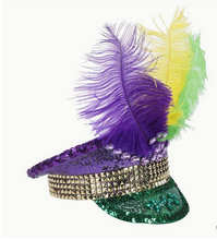 Charger l&#39;image dans la galerie, Mardi Gras Captain Hat with removable Feathers
