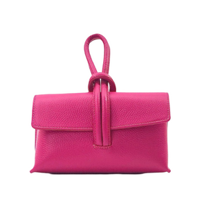 Wristlet Leather Handbag | Fuchsia