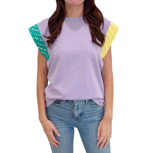 Load image into Gallery viewer, Mardi Gras Lilac Top with Pearls
