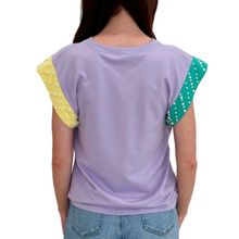 Load image into Gallery viewer, Mardi Gras Lilac Top with Pearls
