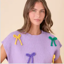 Load image into Gallery viewer, Lilac Mardi Gras Sweater with Bows - Pre-order
