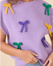 Load image into Gallery viewer, Lilac Mardi Gras Sweater with Bows - Pre-order
