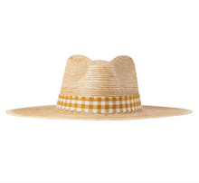 Load image into Gallery viewer, Monica Mustard Gingham Palm Hat Style
