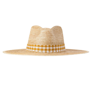 Monica Mustard Gingham Palm Hat Style