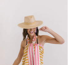 Load image into Gallery viewer, Monica Mustard Gingham Palm Hat Style
