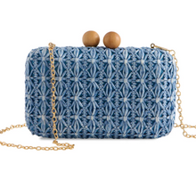 Cargar imagen en el visor de la galería, Kelly Raffia Clutch Handbag | Denim Blue
