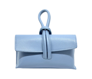 Wristlet Leather Handbag | Light Blue