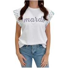 Load image into Gallery viewer, Mardi Gras White Top with Pearls
