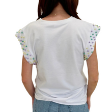 Load image into Gallery viewer, Mardi Gras White Top with Pearls
