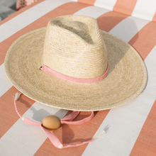 Load image into Gallery viewer, Lucia Palm Hat with Pink Band
