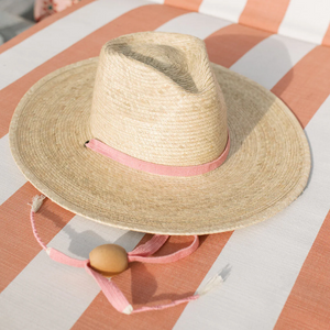 Lucia Palm Hat with Pink Band