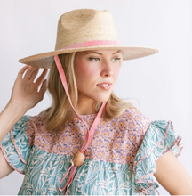 Load image into Gallery viewer, Lucia Palm Hat with Pink Band
