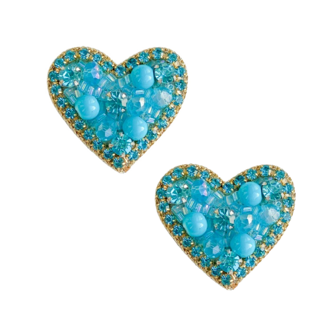 Sweetheart Stud Earrings | Blue