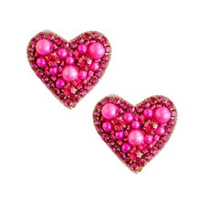 Cargar imagen en el visor de la galería, Sweetheart Stud Earrings | Fuchsia
