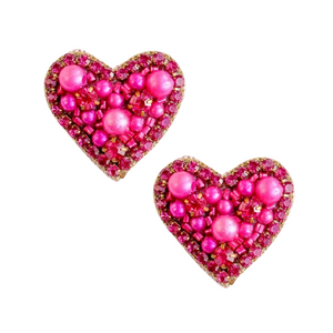Sweetheart Stud Earrings | Fuchsia