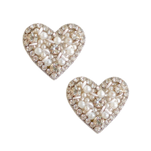 Sweetheart Stud Earrings | White Pearl