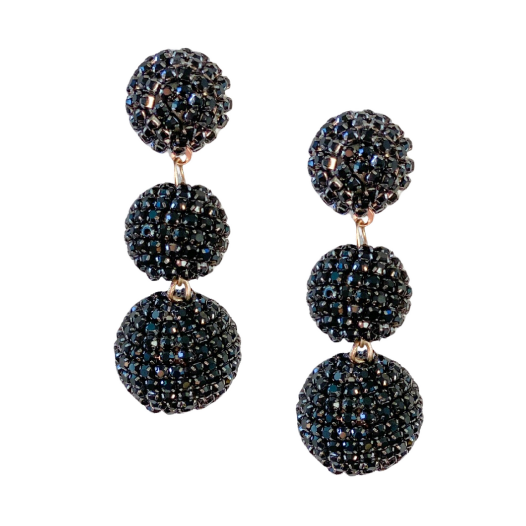Pave Triple Lantern Earrings | Black