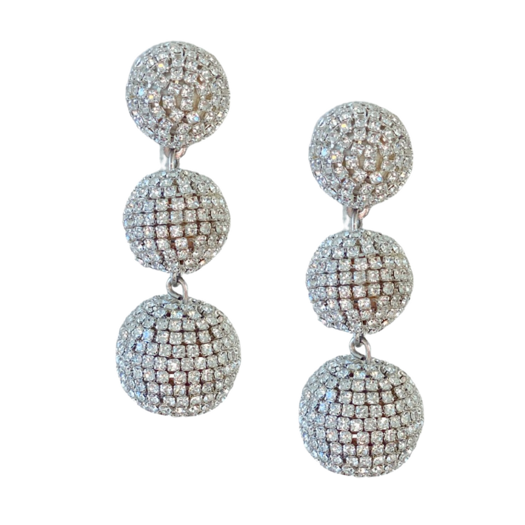 Pave Triple Lantern Earrings | Silver
