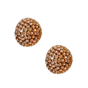Pave Round Stud Earrings | Gold
