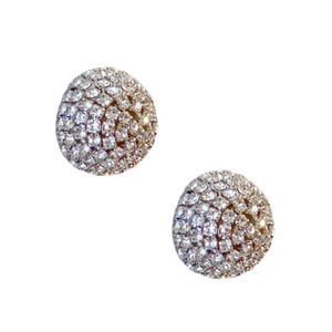 Pave Round Stud Earrings | Silver