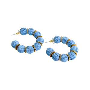 Raffia Hoop Earrings | Light Blue