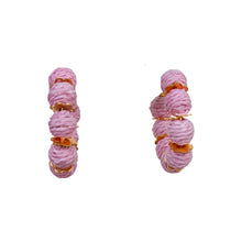 Load image into Gallery viewer, Raffia Hoop Earrings | Light Pink

