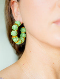 Raffia Hoop Earrings | Green