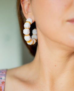 Raffia Hoop Earrings | White