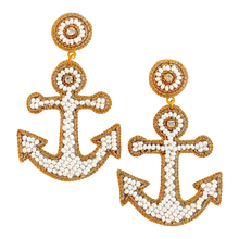 Load image into Gallery viewer, Yacht Anchor Earrings | White
