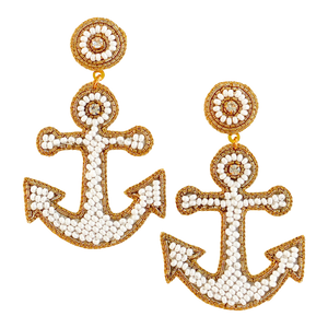 Boucles d’oreilles d’ancre de yacht | Blanc