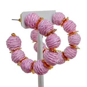 Raffia Hoop Earrings | Light Pink