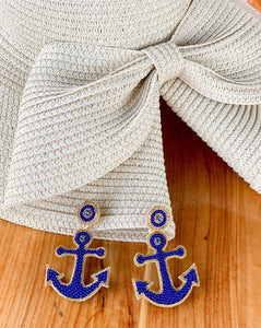 Boucles d’oreilles d’ancre de yacht | Bleu marine