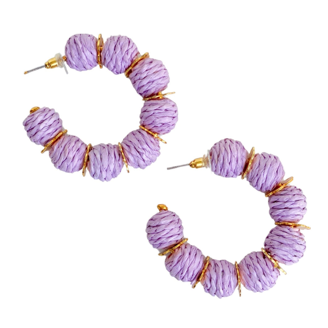 Raffia Hoop Earrings | Lilac