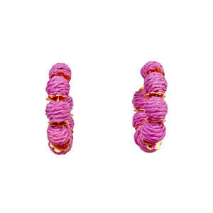 Raffia Hoop Earrings | Pink Flamingo