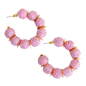 Raffia Hoop Earrings | Light Pink